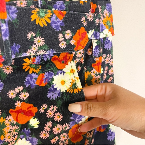 STAUD | Velvet Floral Belted Mini Skirt Size: 8 - Picture 3 of 6